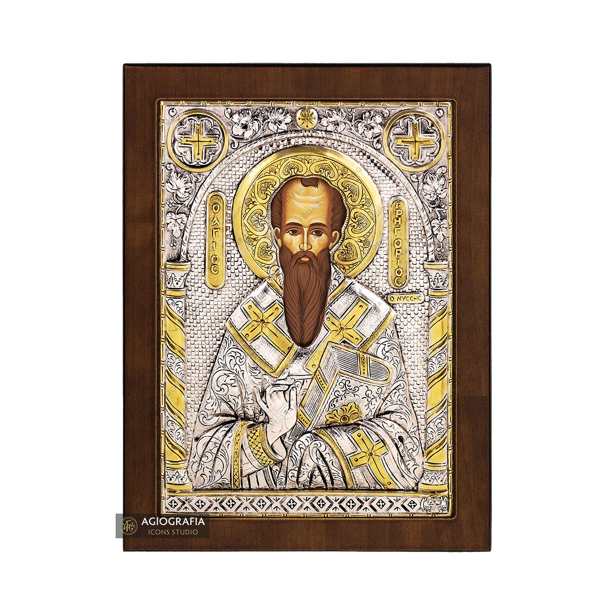 Saint Gregory of Nyssa Christian Orthodox Silver Plated Icon