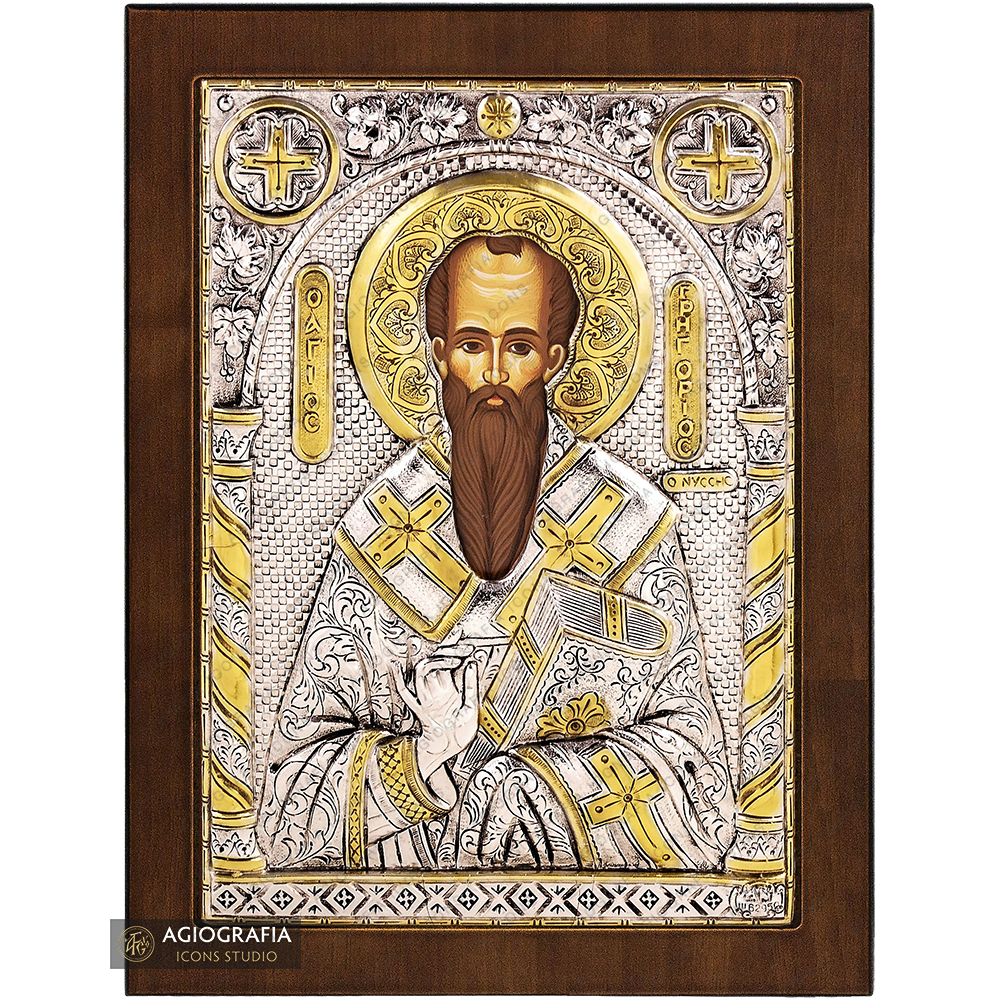 Heiliger Gregor von Nyssa christlich-orthodoxe versilberte Ikone