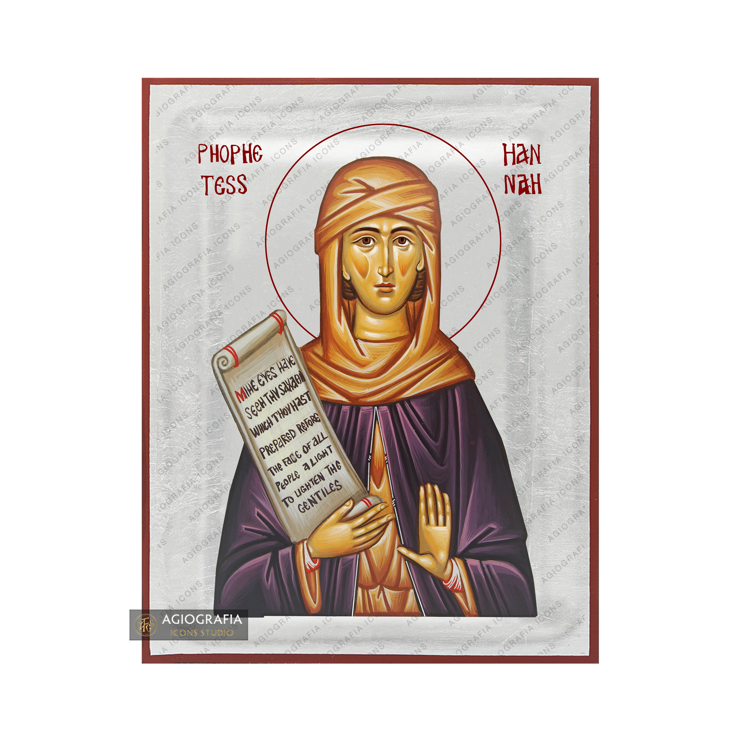 Exclusive Righteous Hannah Icon with Pure Silver Leaves
