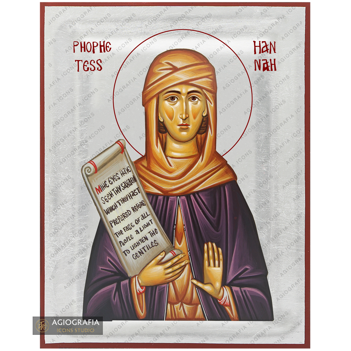 Exclusive Righteous Hannah Icon with Pure Silver Leaves