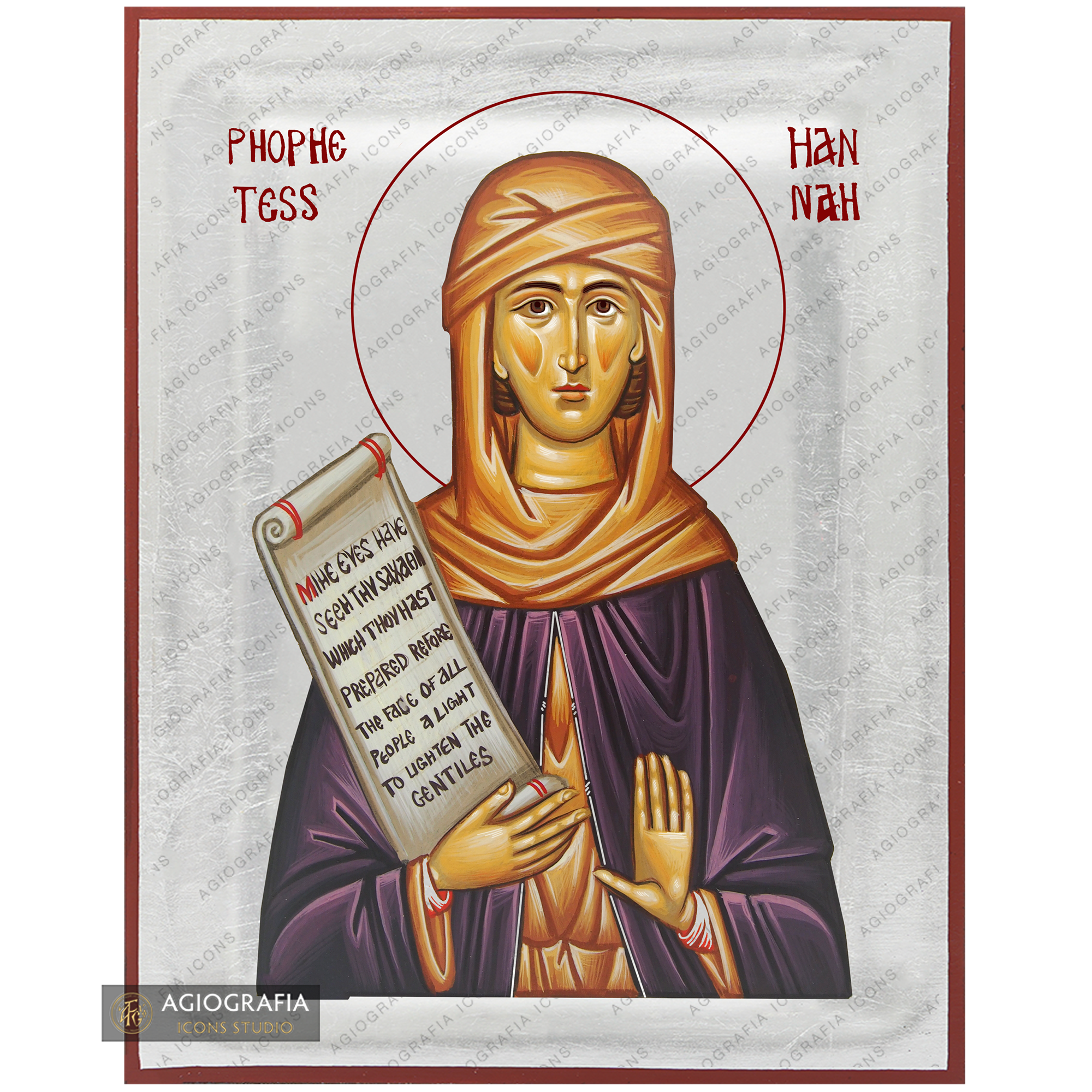 Exclusive Righteous Hannah Icon with Pure Silver Leaves