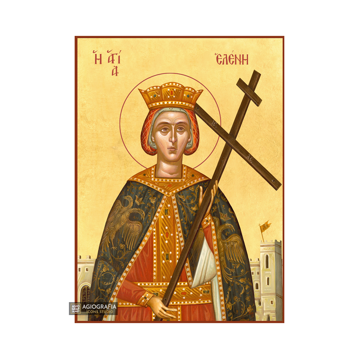 22k St Helen Greek - Gold Leaf Background Christian Orthodox Icon