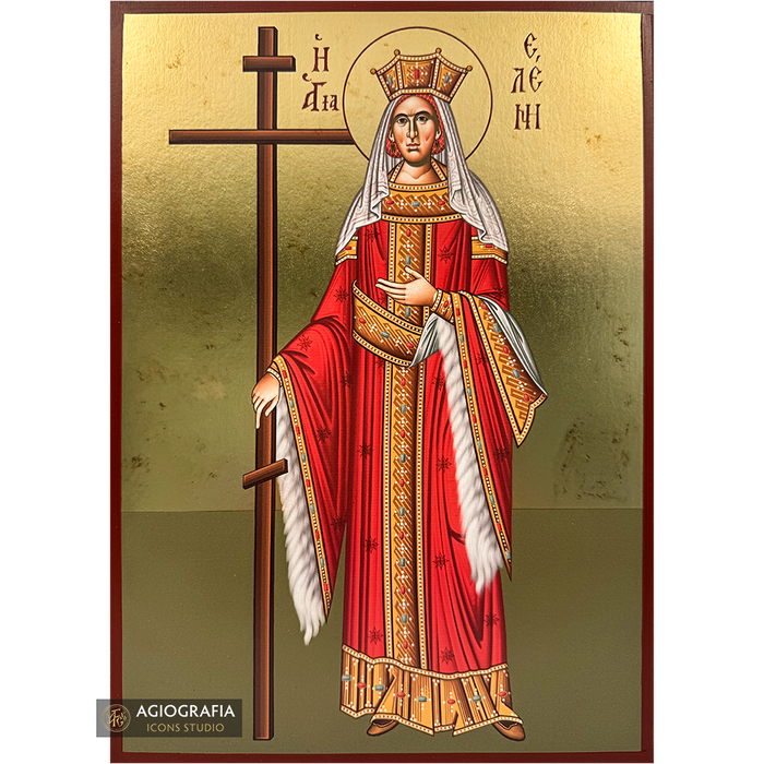 Saint Helen Gold Print Icon with Aged Gold Foil