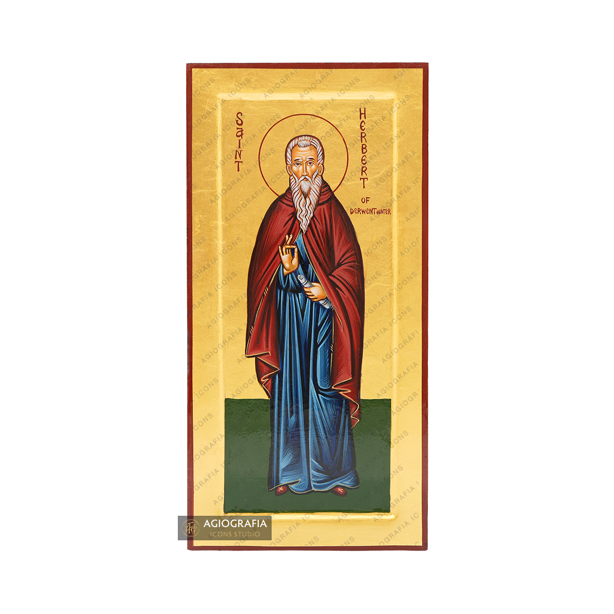 24k Saint Herbert Handwritten Gold Leaves Orthodox Icon