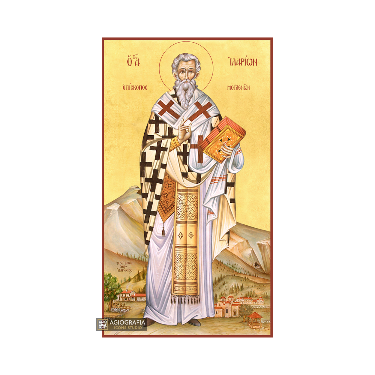 22k St Ilarion - Gold Leaf Background Christian Orthodox Icon