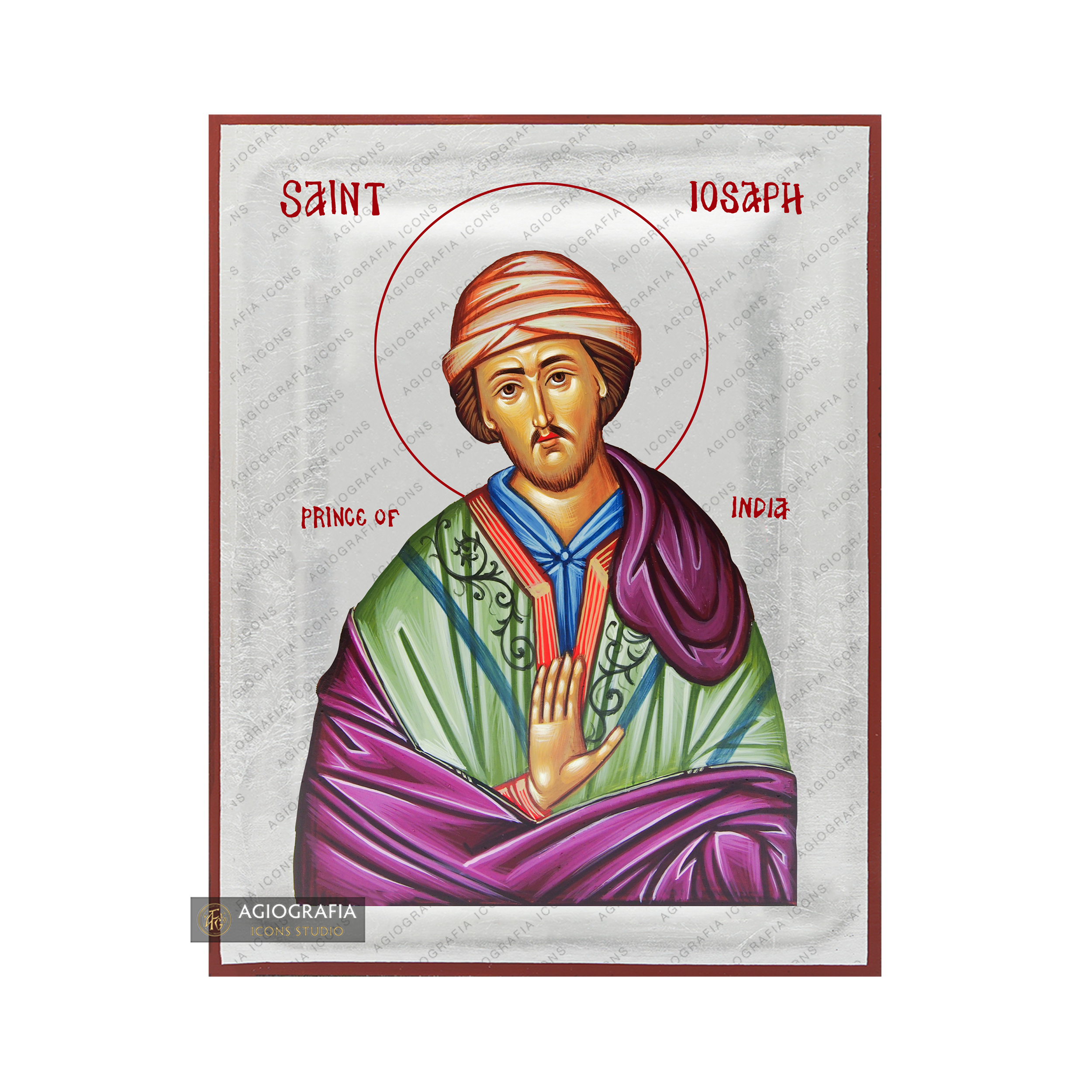Exclusive St Iosaph of India Icon with Pure Silver Leaves
