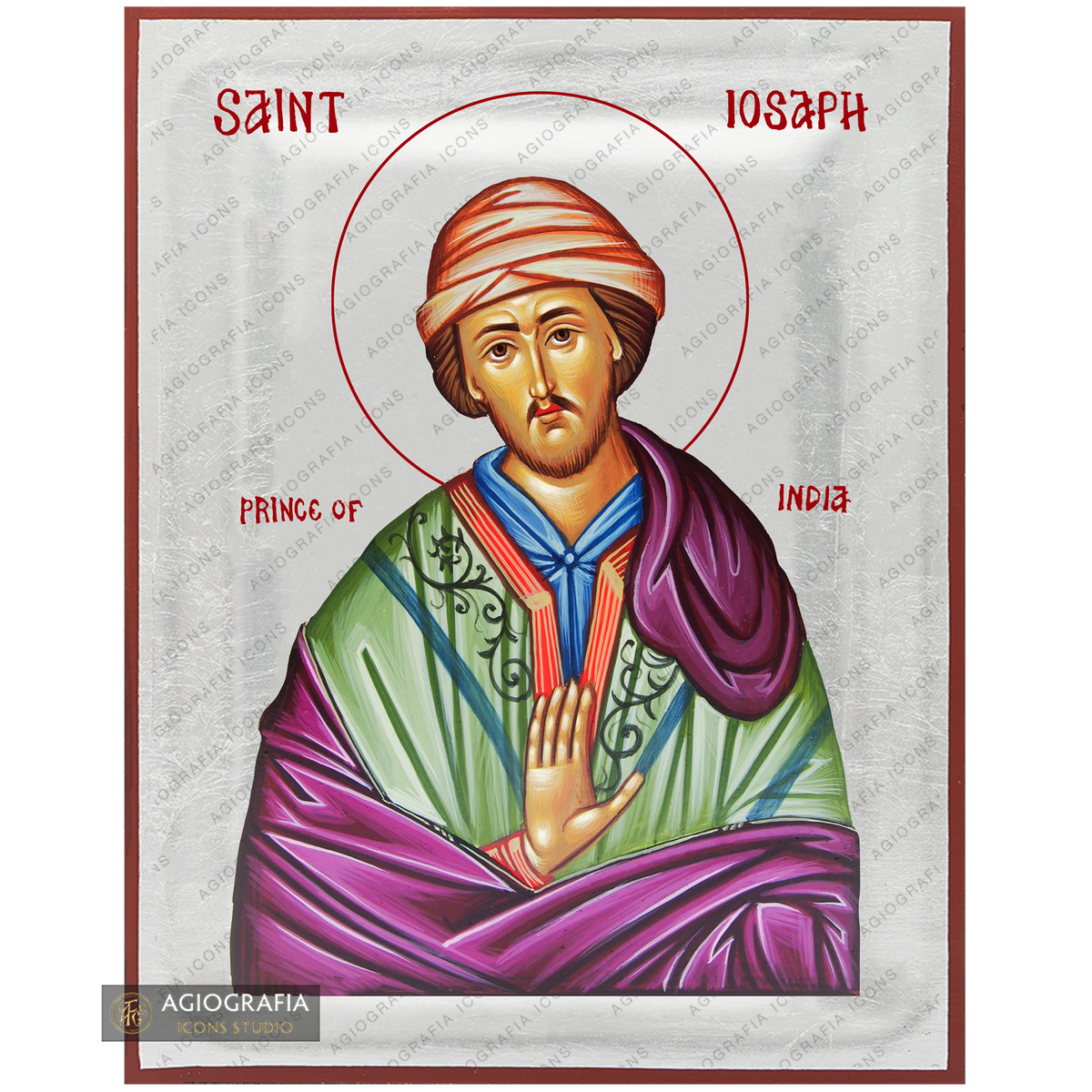 Exclusive St Iosaph of India Icon with Pure Silver Leaves