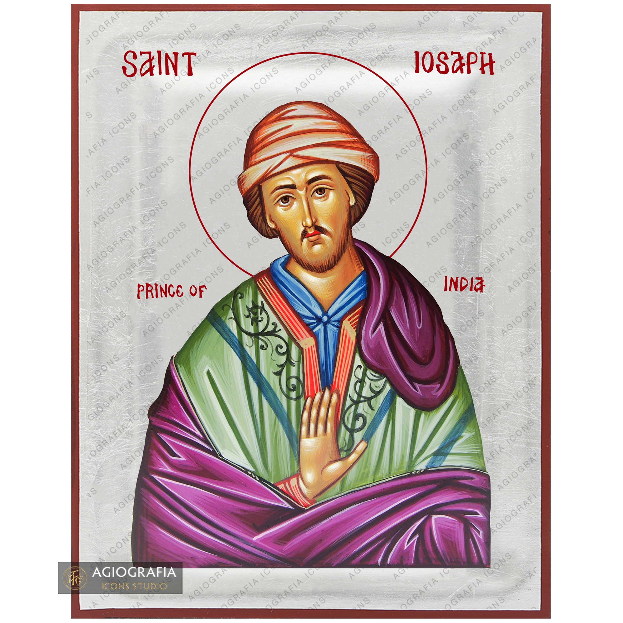 Exclusive St Iosaph of India Icon with Pure Silver Leaves