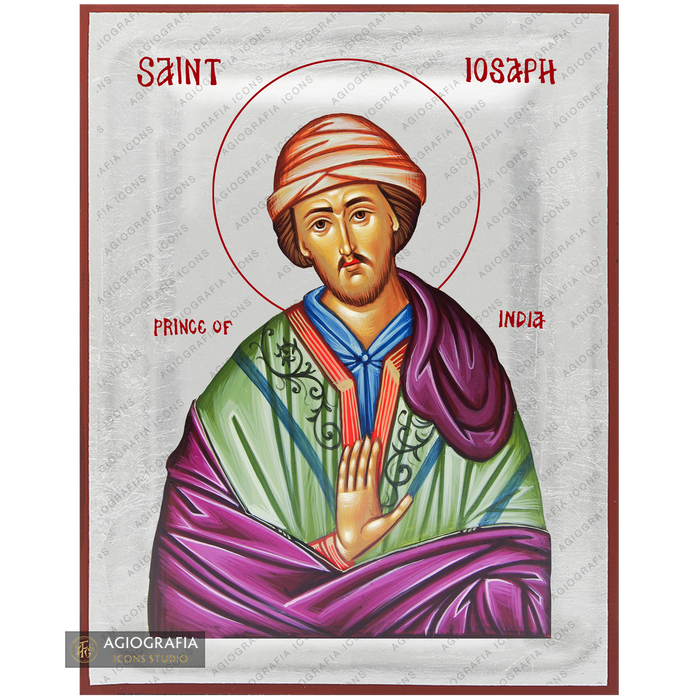 Exclusive St Iosaph of India Icon with Pure Silver Leaves