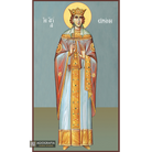 St Irene Greek Orthodox Icon on Wood with Blue Background