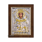 Saint Irene Christian Orthodox Silver Plated Icon on Wood