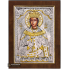 Saint Irene Christian Orthodox Silver Plated Icon on Wood