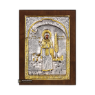 Saint Irene Chrisovalantou Christian Silver Plated Icon on Wood