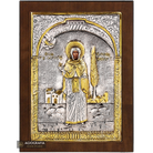 Saint Irene Chrisovalantou Christian Silver Plated Icon on Wood