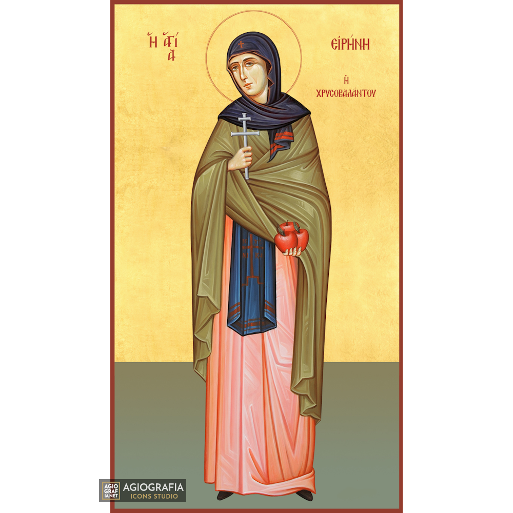 22k St Irene Chrisovalantou - Gold Leaf Background Orthodox Icon