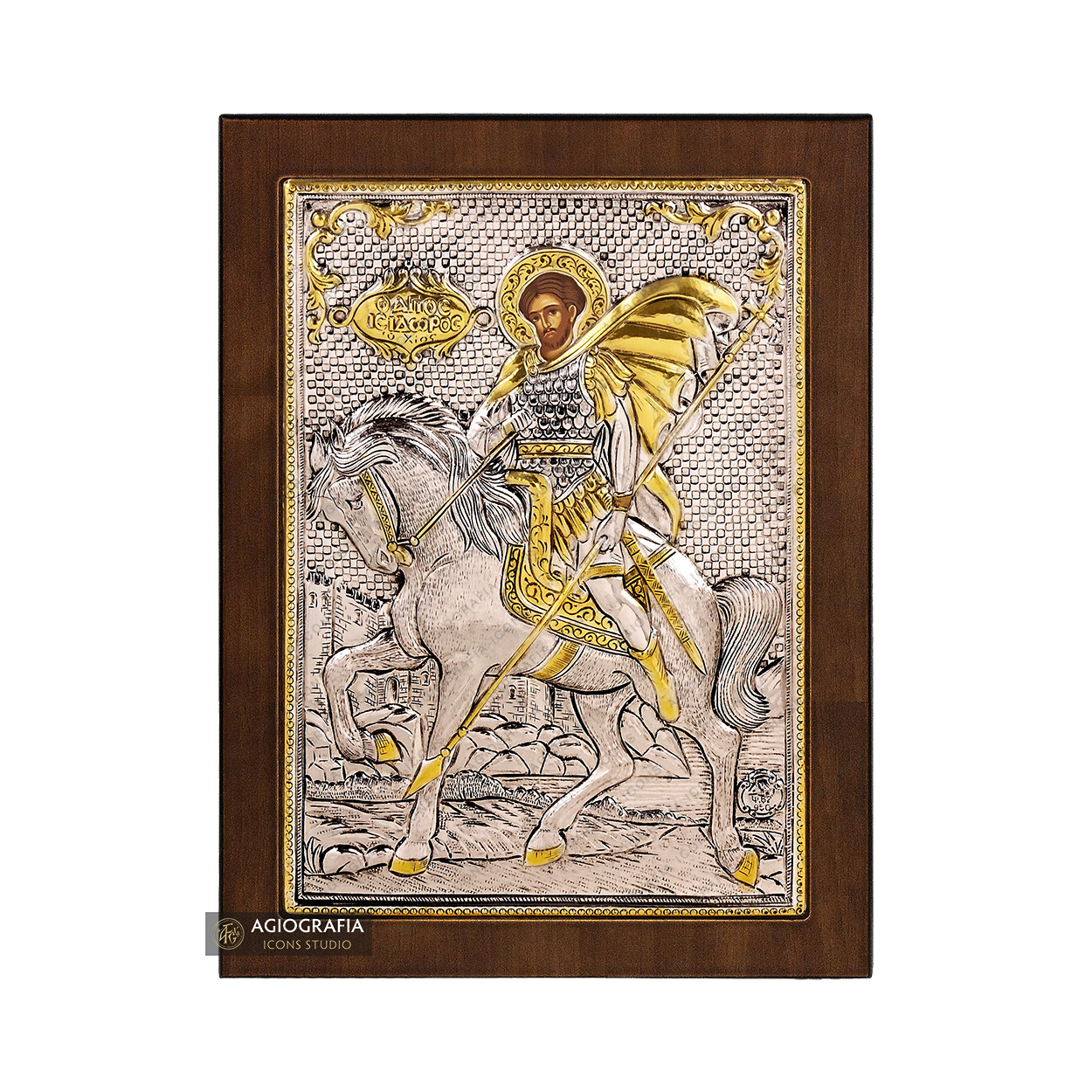 Saint Isidore Christian Orthodox Silver Plated Icon