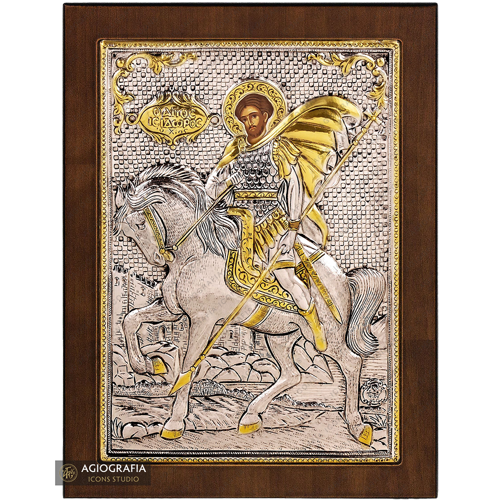Saint Isidore Christian Orthodox Silver Plated Icon
