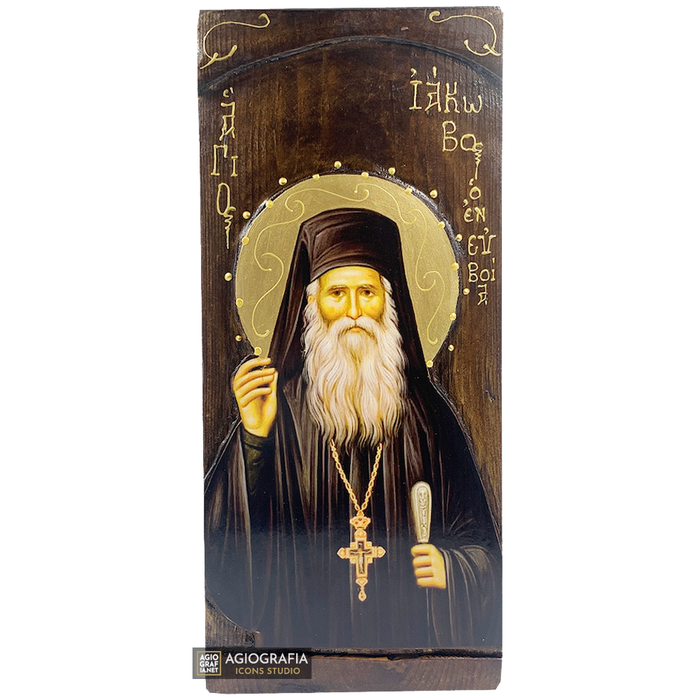 San Giacomo Tsalikis icona bizantina greca a stampa oro su legno intagliato