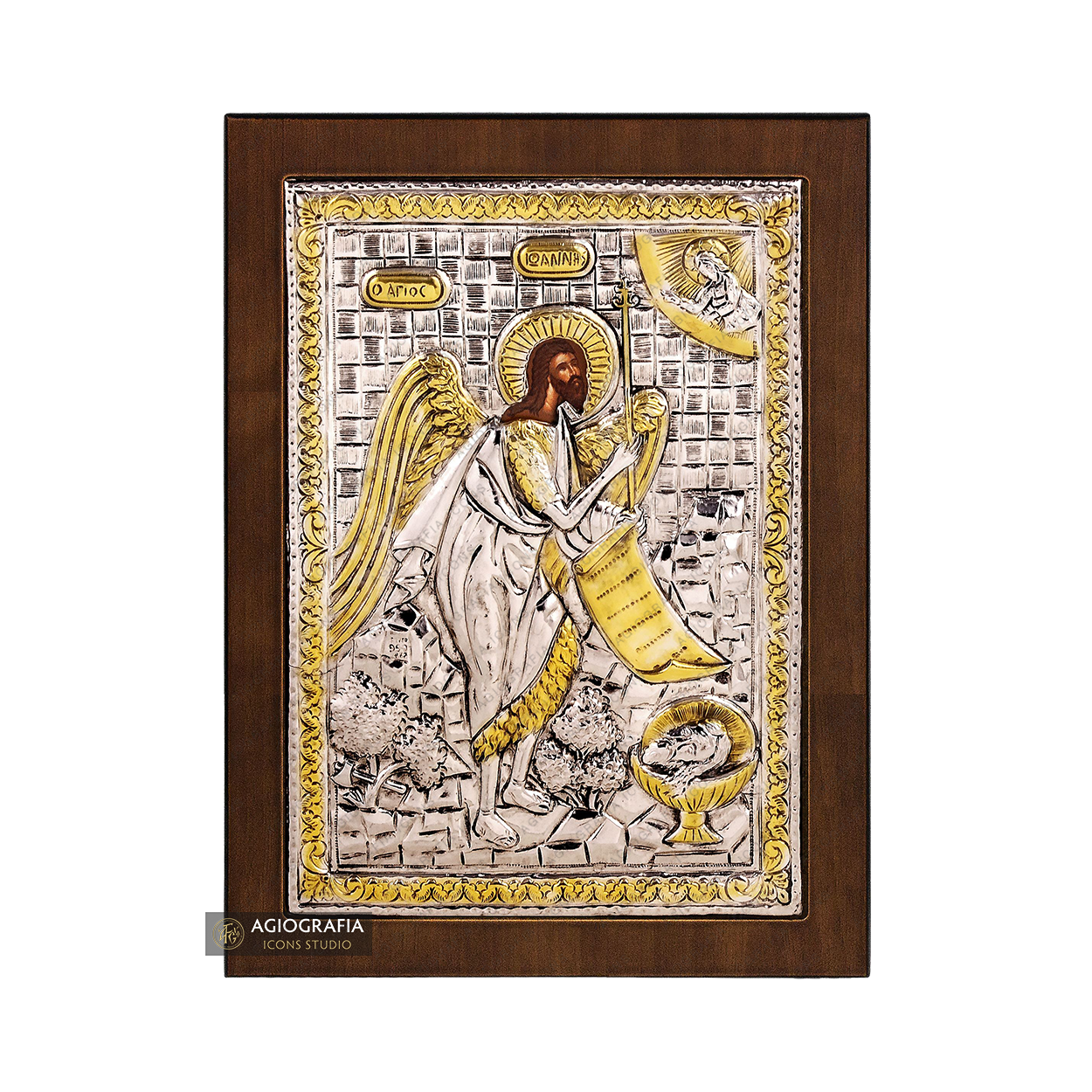 Saint John the Baptist Christian Orthodox Silver Plated Icon