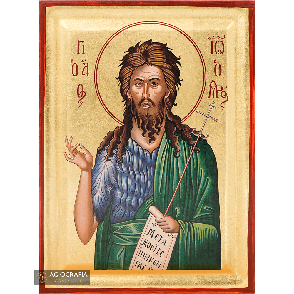 Saint John the Baptist Orthodox Icon with Gold Leaves