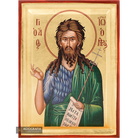 Saint John the Baptist Orthodox Icon with Gold Leaves