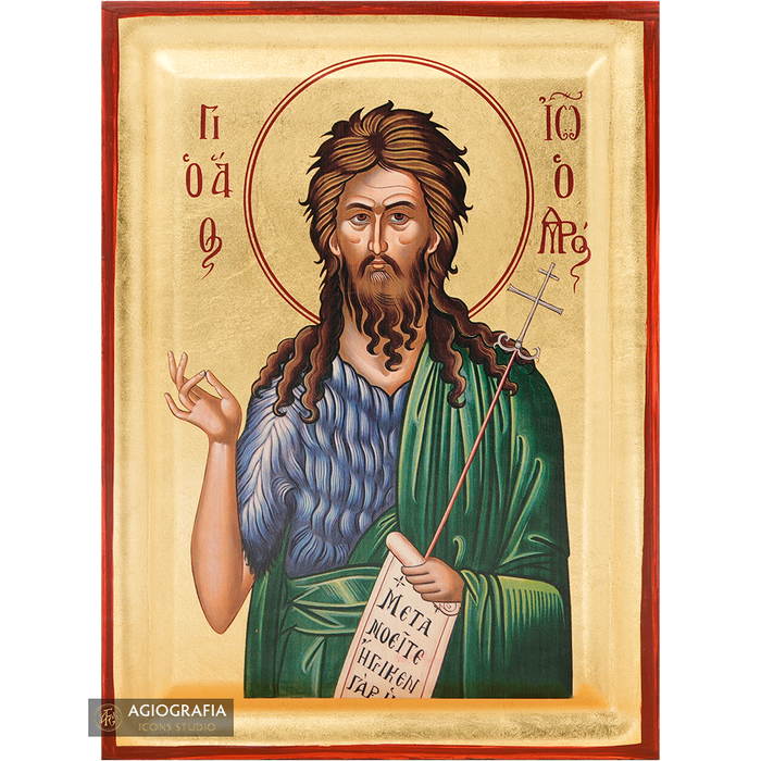 Heiliger Johannes der Täufer orthodoxe Ikone mit Goldblättern