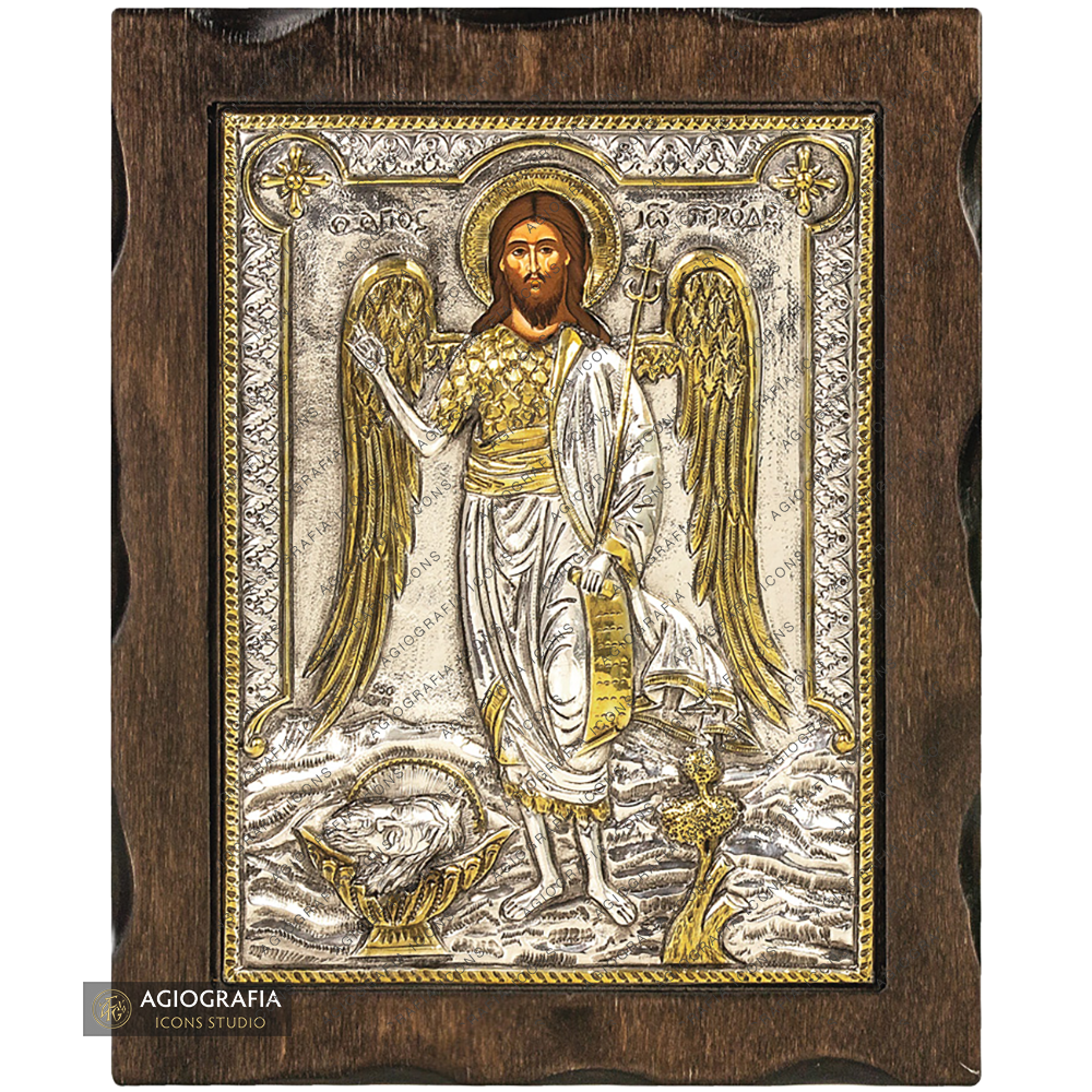 Saint John the Baptist Pure Silver and 24k Gold Plated Christian Icon