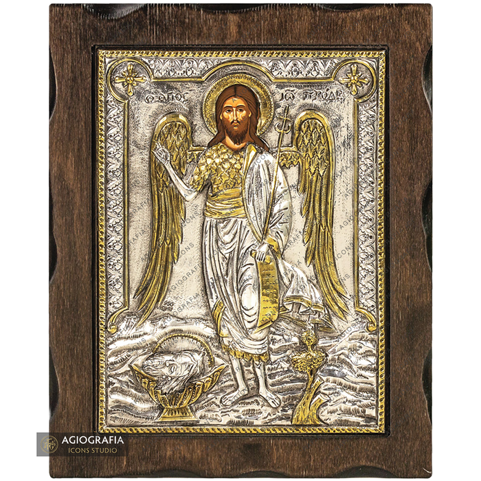 Saint John the Baptist Pure Silver and 24k Gold Plated Christian Icon