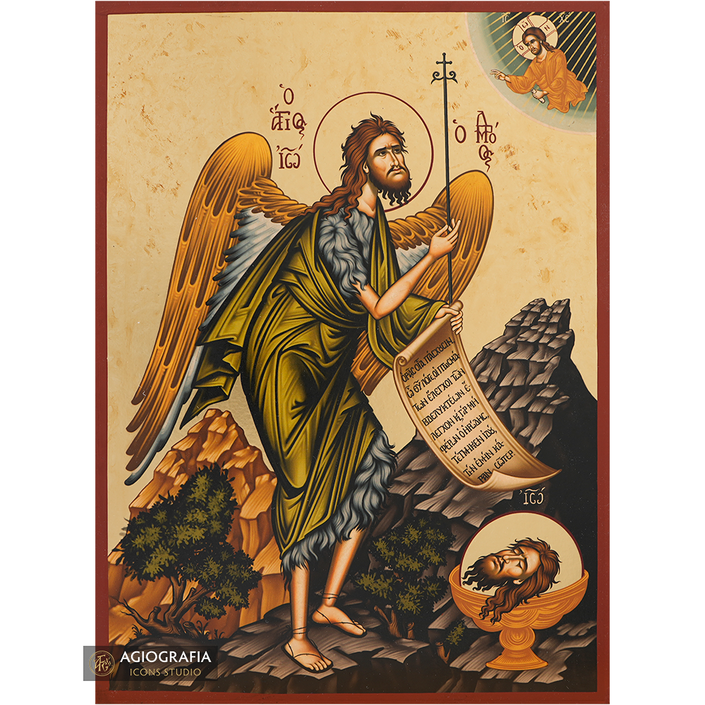 Saint John the Baptist (Wings) Gold Print Icon Aged Gold Foil