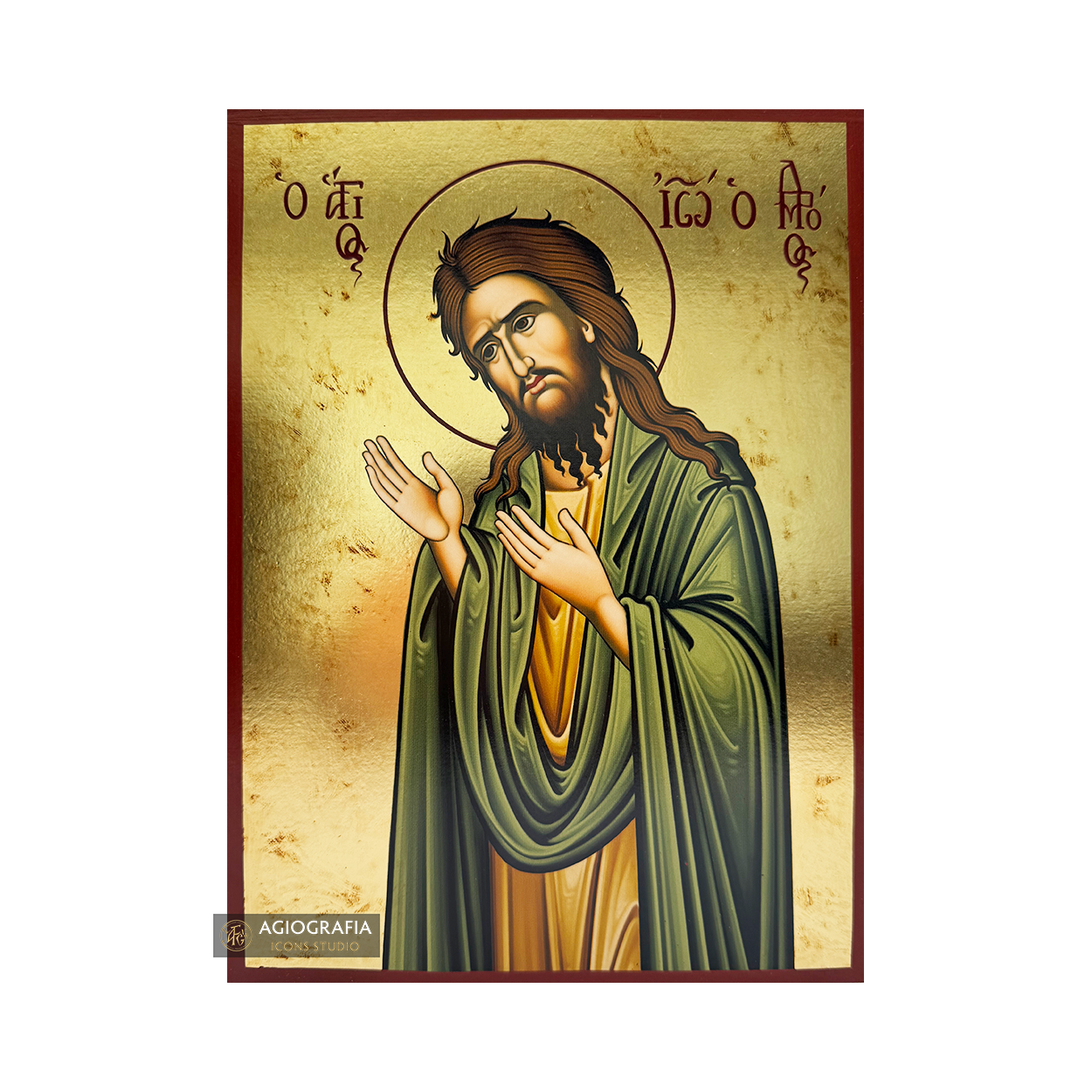 Saint John the Baptist Deesis Gold Print Icon with Aged Gold Foil