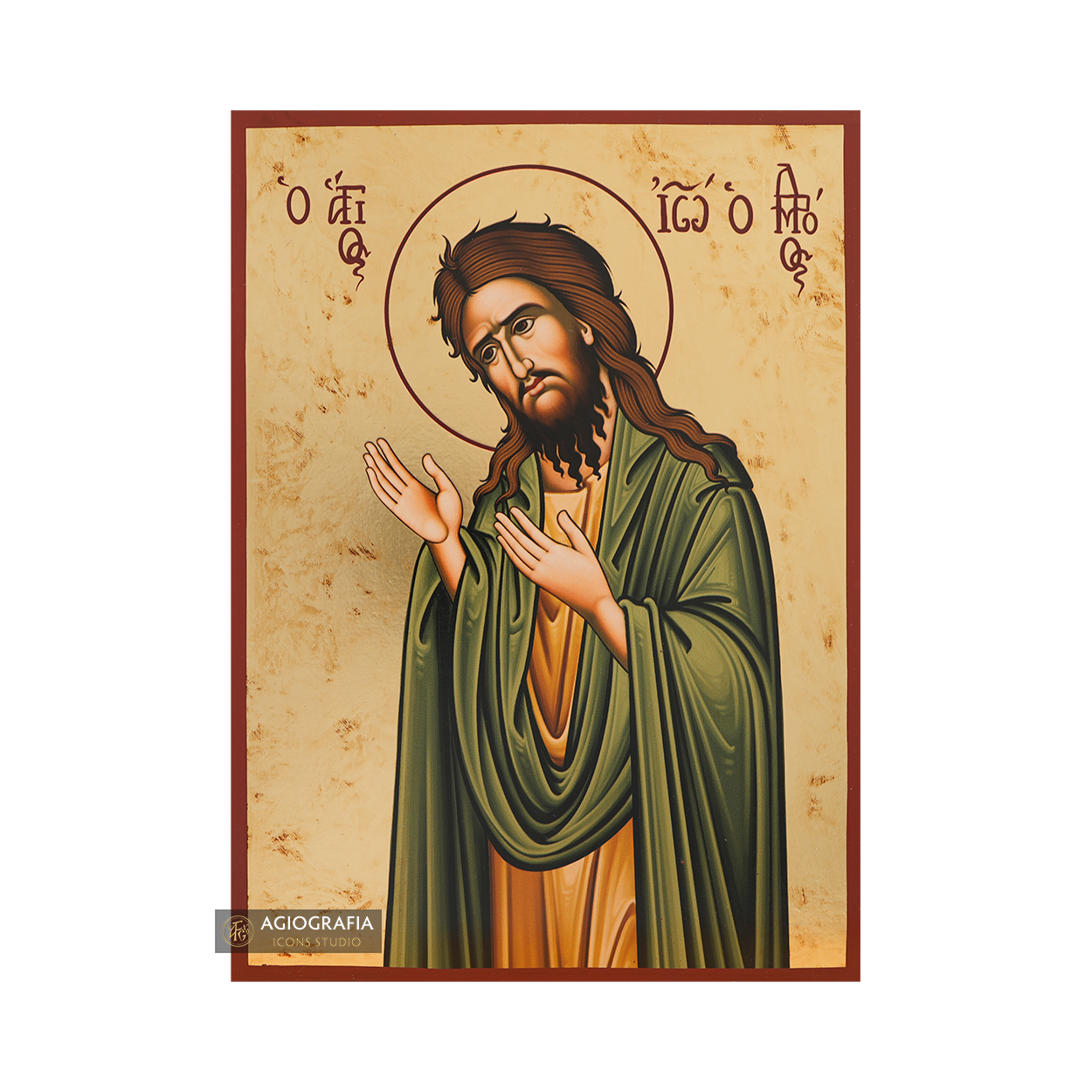 Saint John the Baptist Deesis Gold Print Icon with Aged Gold Foil