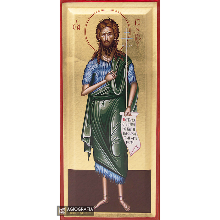 Heiliger Johannes der Täufer christlich-orthodoxe Ikone auf Holz mit Blattgold
