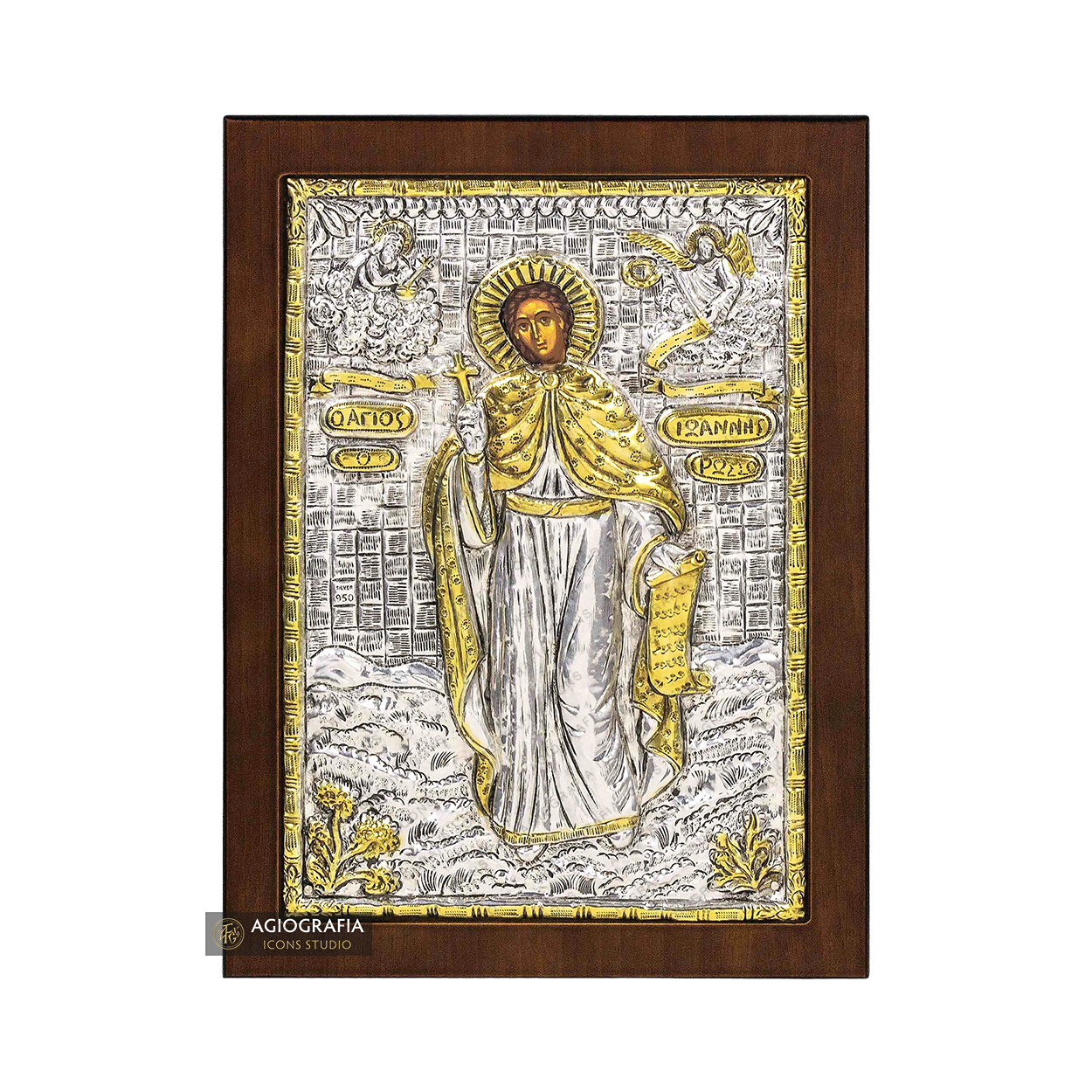 Saint John the Russian Christian Orthodox Silver Plated Icon