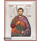 Saint John the Warrior Handwritten Pure Silver Leaves Handwritten Icon