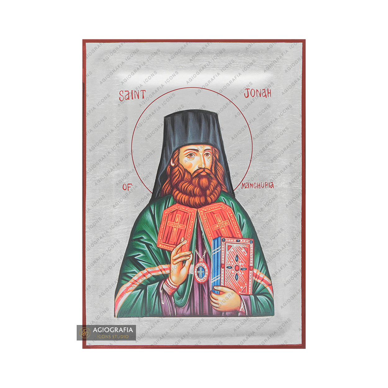 Exclusive St Jonah of Manchuria Icon with Pure Silver Leaves