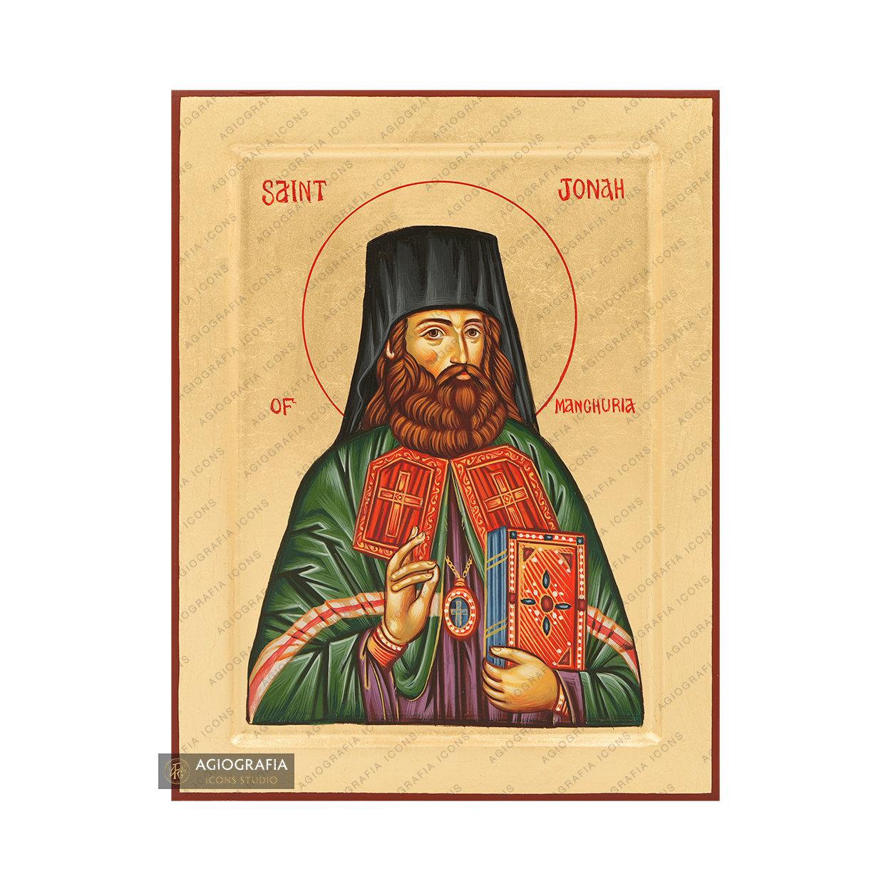 St. Jonah of Manchuria Handwritten Icon with Gold Leaves