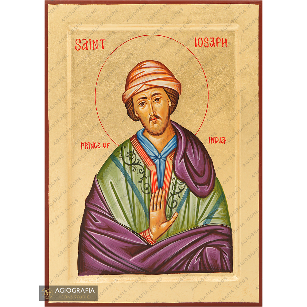 Saint Josaphat de l'Inde icône peinte à la main à la feuille d'or