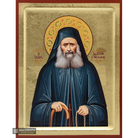 18k St Joseph Hesychast Orthodox Wood Icon with Gold Leaf