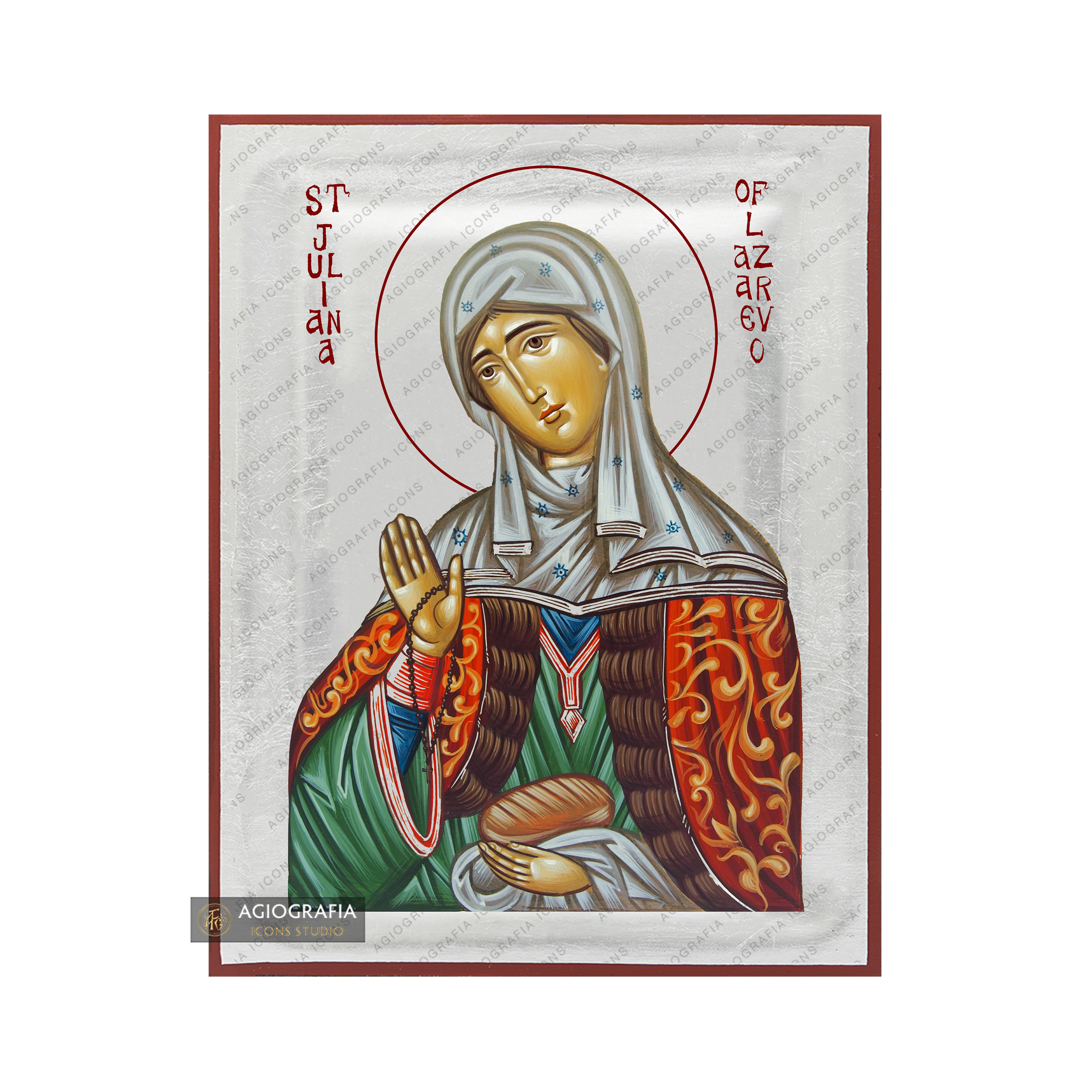Exclusive St Juliana of Lazarevo Icon with Pure Silver Leaves