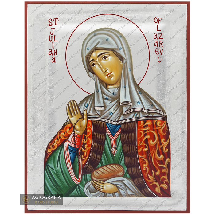 Exclusive St Juliana of Lazarevo Icon with Pure Silver Leaves