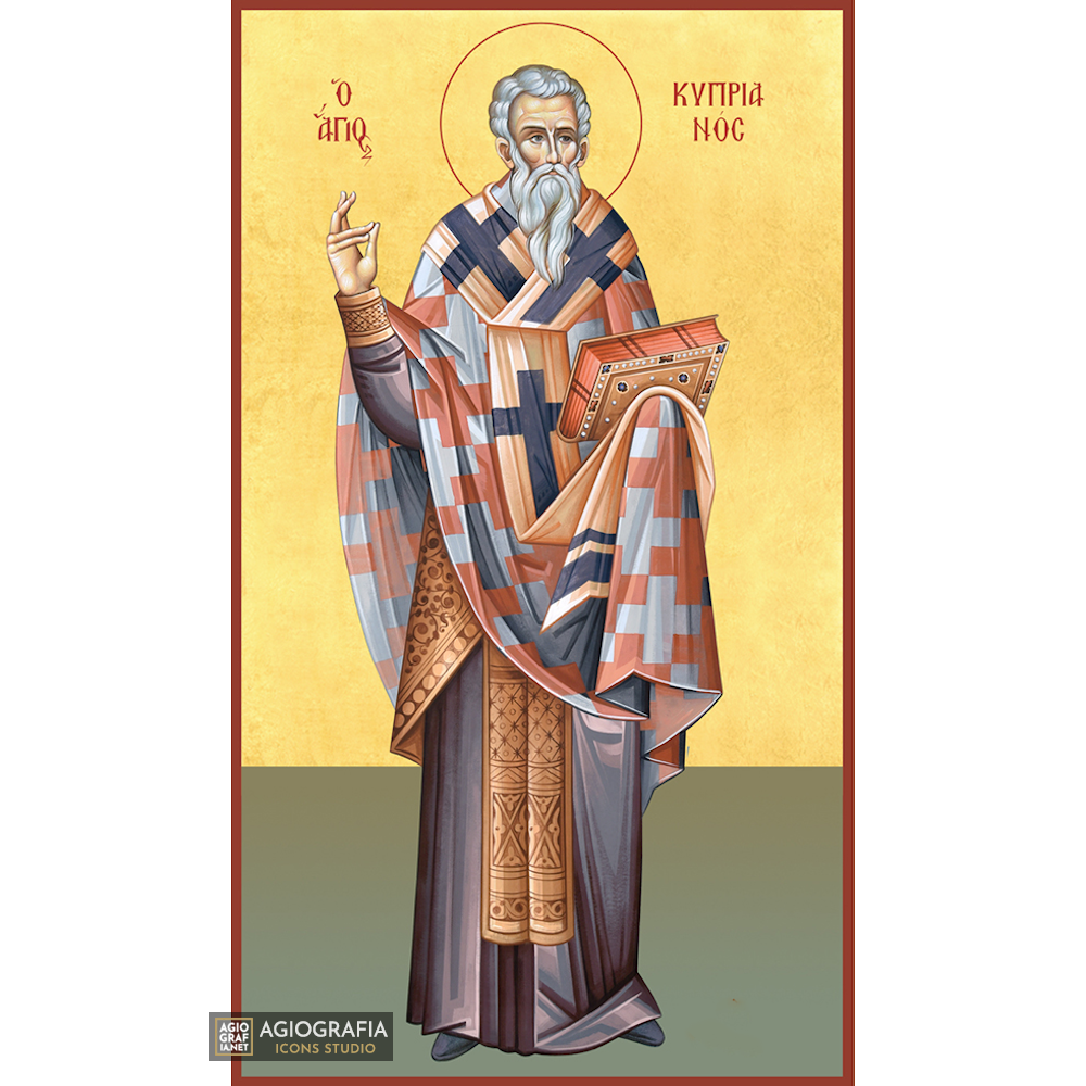 22k St Kiprianos - Gold Leaf Background Christian Orthodox Icon