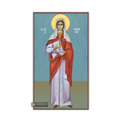 St Kiriaki Christian Orthodox Icon on Wood with Blue Background