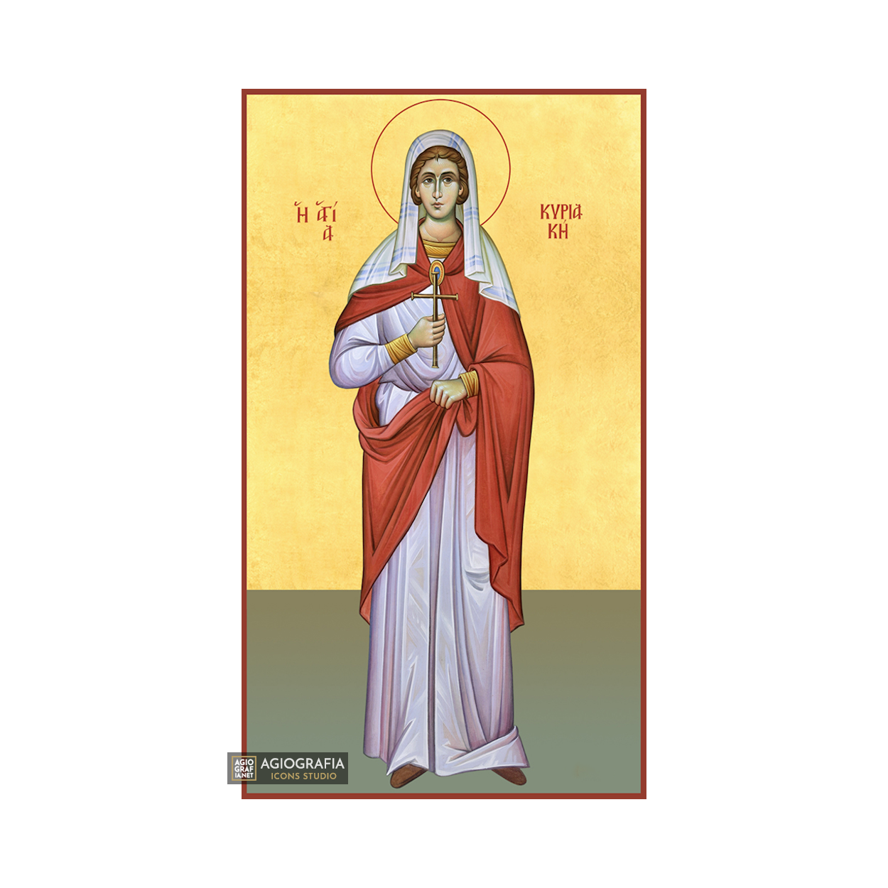 22k St Kiriaki - Gold Leaf Background Christian Orthodox Icon