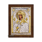 Saint Kiriaki Christian Orthodox Silver Plated Icon on Wood