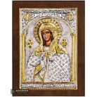 Saint Kiriaki Christian Orthodox Silver Plated Icon on Wood
