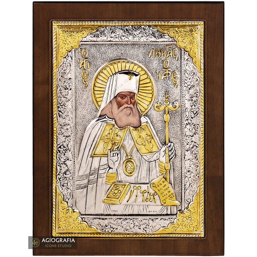 Saint Luke the doctor Christian Orthodox Silver Plated Icon