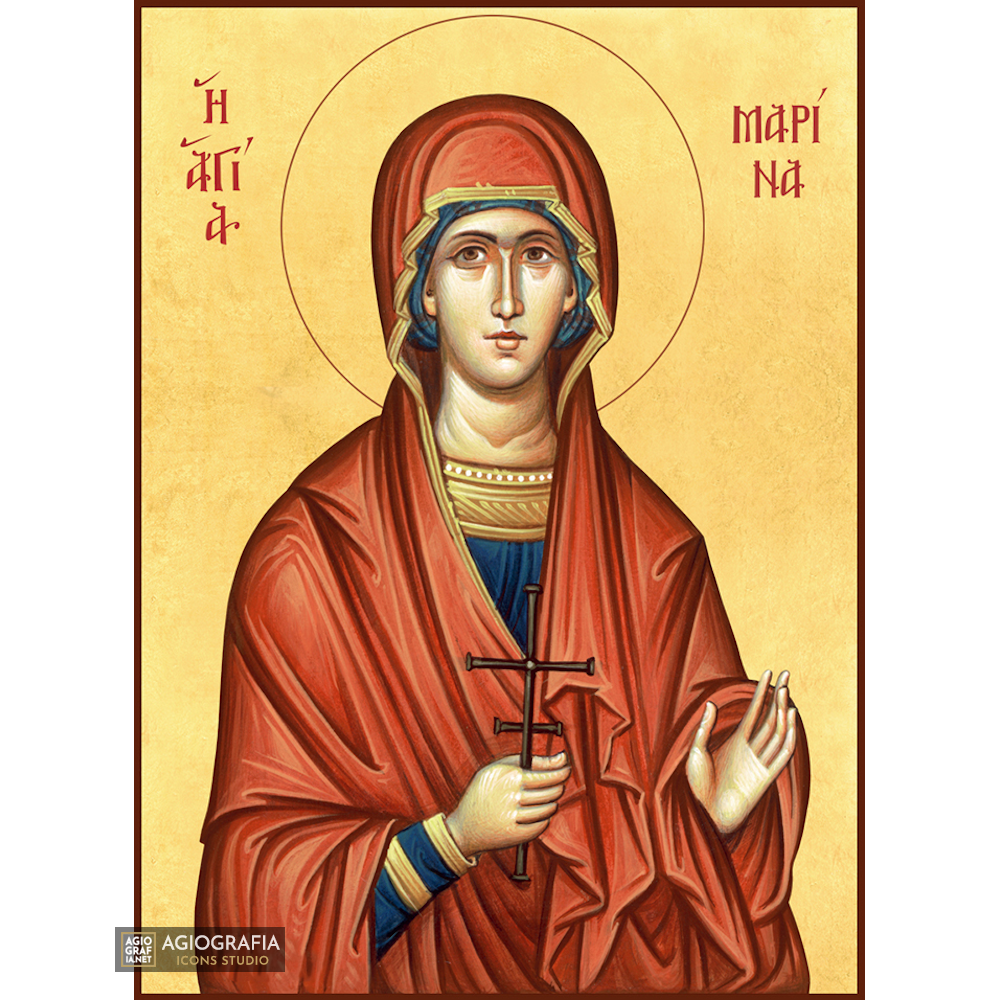 22k St Marina - Gold Leaf Background Christian Orthodox Icon