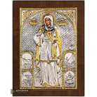 Saint Markella Christian Orthodox Silver Plated Icon on Wood
