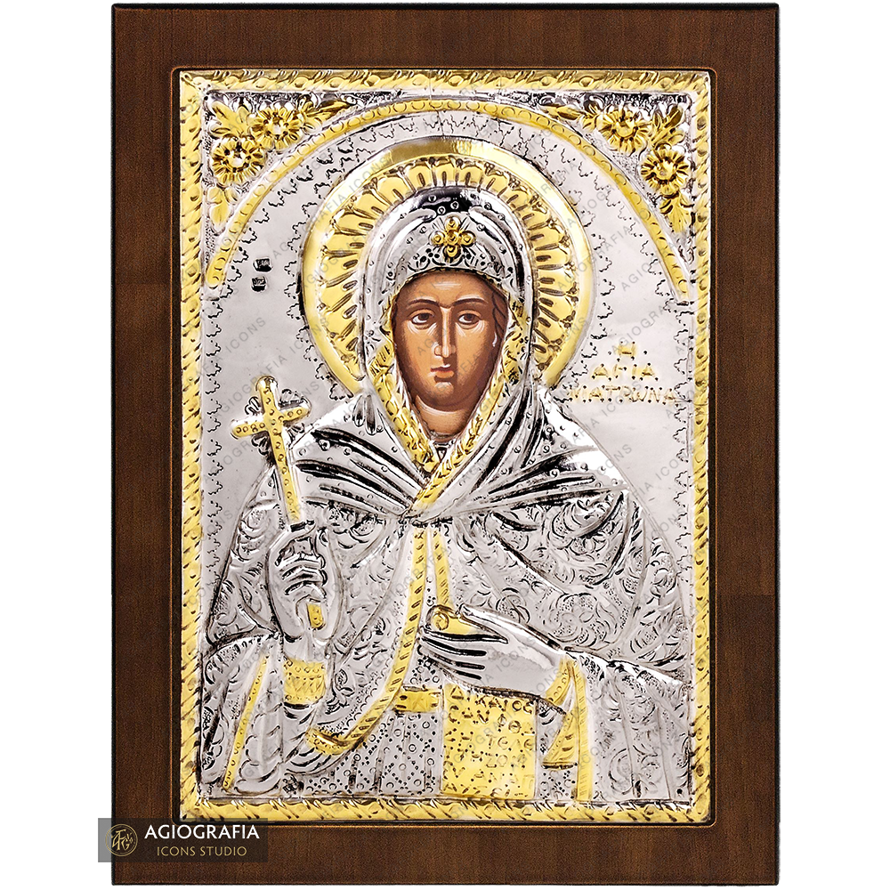 Saint Matrona Christian Orthodox Silver Plated Icon on Wood