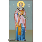 St Modestos Greek Orthodox Wood Icon with Blue Background